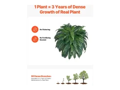 Planta Artificial-Helecho Artificial SucceBuy, Helecho Falso de Boston 110-120 cm, 88 Hojas, Grande Colgante, Decoración Interior/Exterior, Hogar/Oficina, Maceta No Incluida Verde