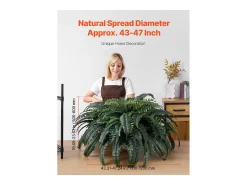 Planta Artificial-Helecho Artificial SucceBuy, Helecho Falso de Boston 110-120 cm, 88 Hojas, Grande Colgante, Decoración Interior/Exterior, Hogar/Oficina, Maceta No Incluida Verde