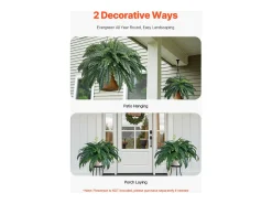 Planta Artificial-Helecho Artificial SucceBuy, Helecho Falso de Boston 110-120 cm, 88 Hojas, Grande Colgante, Decoración Interior/Exterior, Hogar/Oficina, Maceta No Incluida Verde