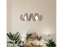 Lámpara Suspendida-Helix - Lámpara colgante de hierro lacado gris tórtola mate con cable eléctrico orientable 2 luces L. 54 X 20 - BL141-2-TO Topo
