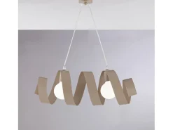 Lámpara Suspendida-Helix - Lámpara colgante de hierro lacado gris tórtola mate con cable eléctrico orientable 2 luces L. 54 X 20 - BL141-2-TO Topo