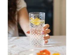 Vaso-Highball - Juego de 4 copas para cóctel y vino aromático de 41 cl, cristal, diseño elegante - Zafferano, fabricado en Italia Transparente