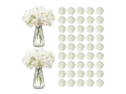Hortensia Artificial SucceBuy Flores Artificiales 250 mm, Ramos de Flores Artificiales Aspecto Realista con Cabeza de 152,4 mm, Lote de 105, Blanco Outlet