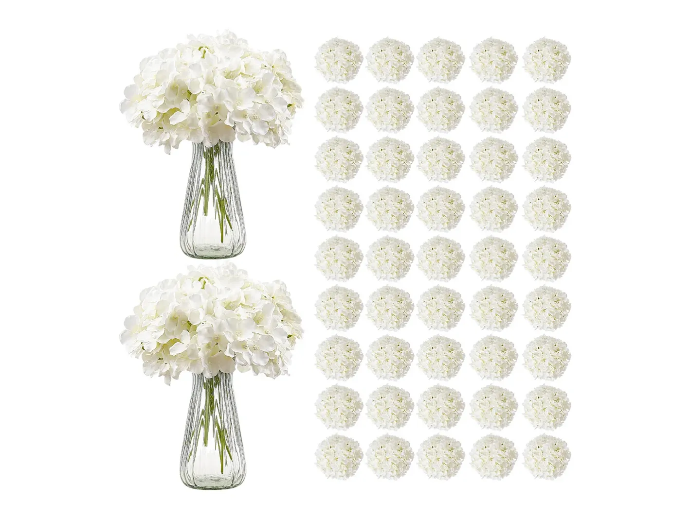 Hortensia Artificial SucceBuy Flores Artificiales 250 mm, Ramos de Flores Artificiales Aspecto Realista con Cabeza de 152,4 mm, Lote de 105, Blanco Outlet