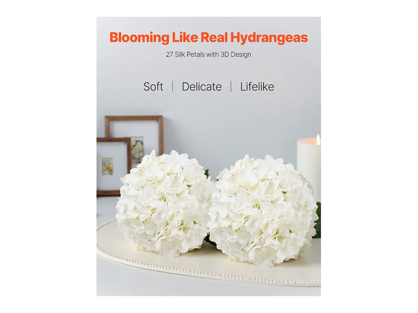 Hortensia Artificial SucceBuy Flores Artificiales 250 mm, Ramos de Flores Artificiales Aspecto Realista con Cabeza de 152,4 mm, Lote de 105, Blanco Outlet