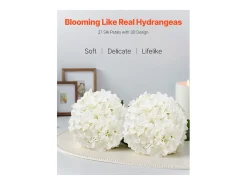 Sale Hortensia Artificial SucceBuy Flores Artificiales 250 mm, Ramos de Flores Artificiales Aspecto Realista con Cabeza de 152,4 mm, Lote de 65, Blanco