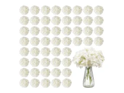 Sale Hortensia Artificial SucceBuy Flores Artificiales 250 mm, Ramos de Flores Artificiales Aspecto Realista con Cabeza de 152,4 mm, Lote de 65, Blanco