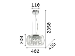 Ideal Lux Lámpara Suspendida-Audi-80 - Lámpara colgante de techo redonda de 5 luces ahumado, G9 Gris