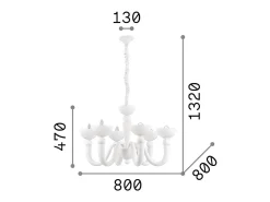 Ideal Lux Bon Bon - Araña de luces con brazos múltiples, acabado , E14, 6 luces Blanco Online