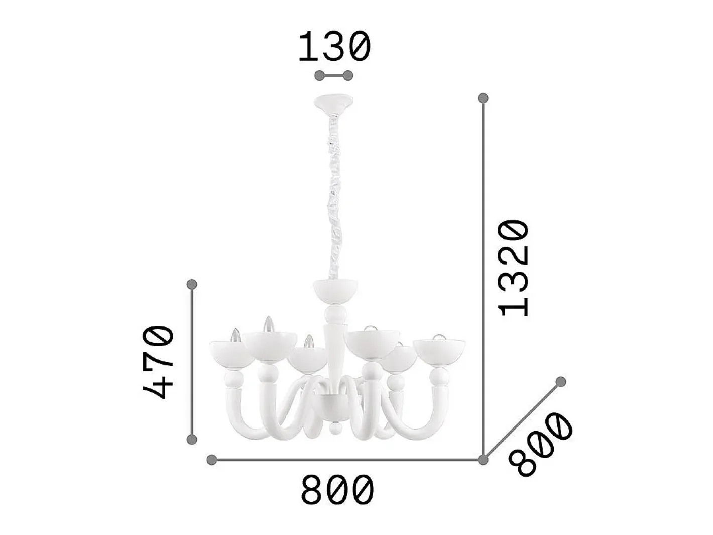 Ideal Lux Bon Bon - Araña de luces con brazos múltiples, acabado , E14, 6 luces Blanco Online