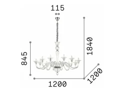 Ideal Lux Lámpara Suspendida-Brigitta - Lámpara colgante de 12 luces, ámbar, E14 Naranja