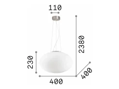 Ideal Lux Candy - Lámpara colgante de techo de 1 globo mediano, blanca, E27 Blanco