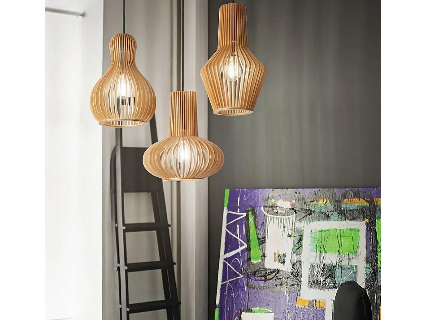 Ideal Lux Lámpara Suspendida-Citrus - 1 lámpara colgante de techo de madera, E27 Marru00f3n