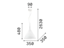 Ideal Lux Lámpara Suspendida-Cocktail - Lámpara colgante de techo tipo domo grande con 1 luz blanca, E27 Blanco
