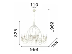 Ideal Lux Corte - Lámpara de araña de 12 luces con acabado en marrón óxido, E14 Marru00f3n