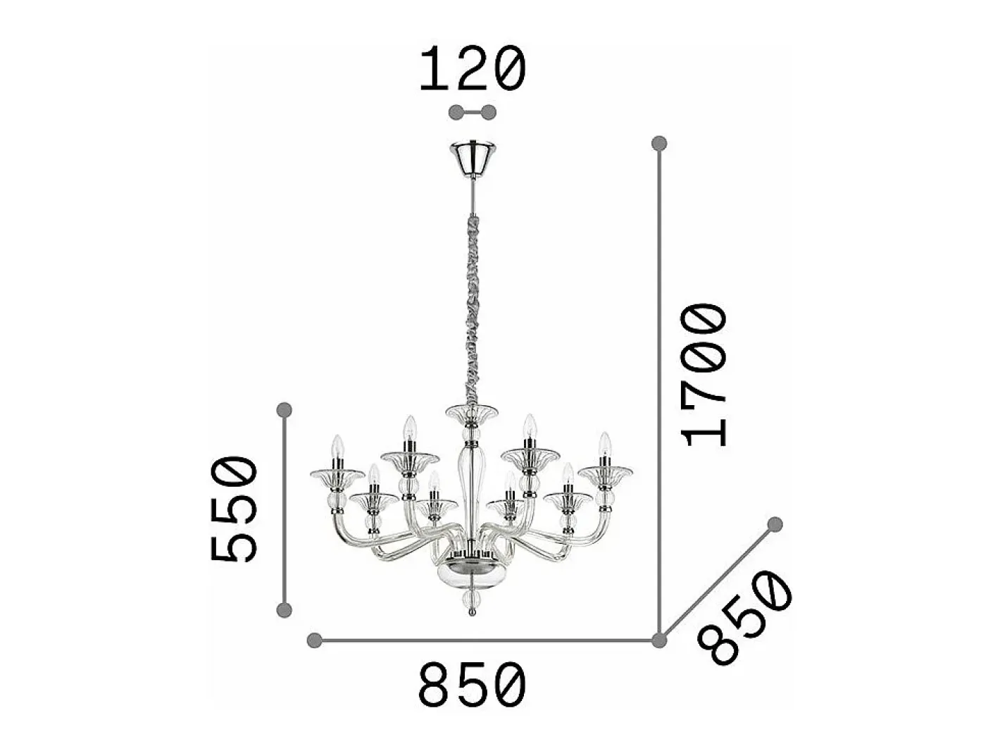 Ideal Lux Danieli - Lámpara colgante de 8 luces, ámbar, E14 Naranja Clearance