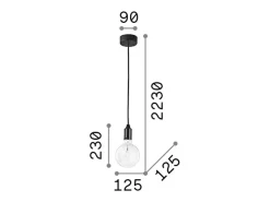 Ideal Lux Iluminación Exterior-Edison - Lámpara colgante de techo con 1 luz Negra, E27 Negro