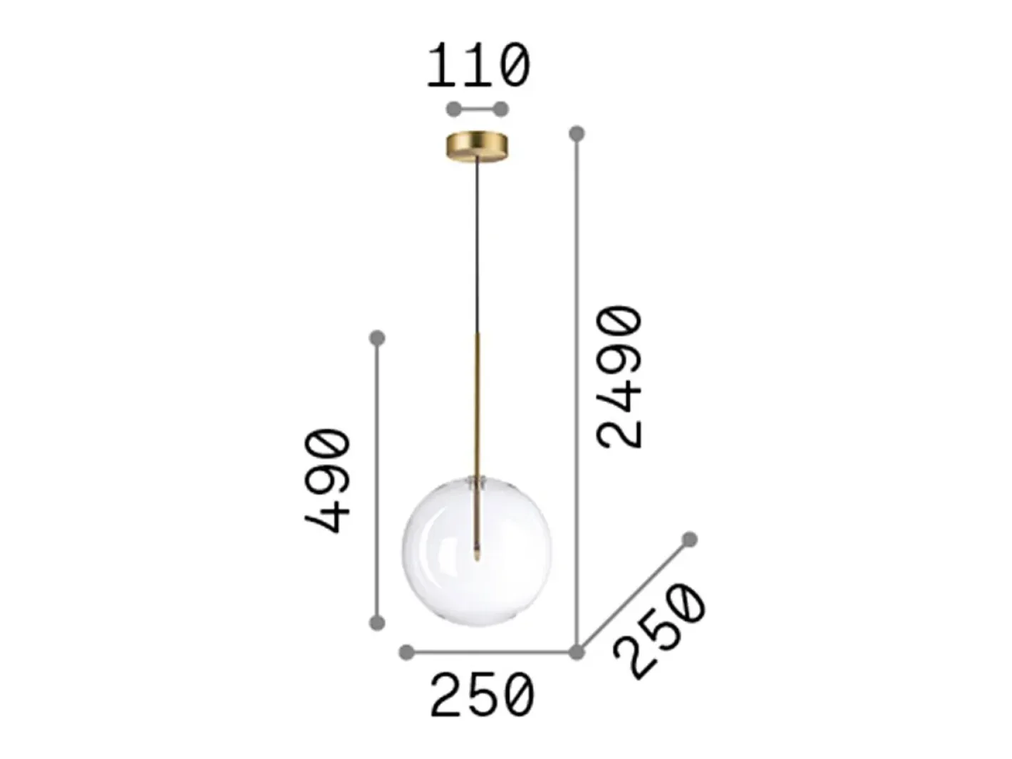 Sale Ideal Lux EQUINOXE Plafón Colgante Globo 25cm Latón Camel