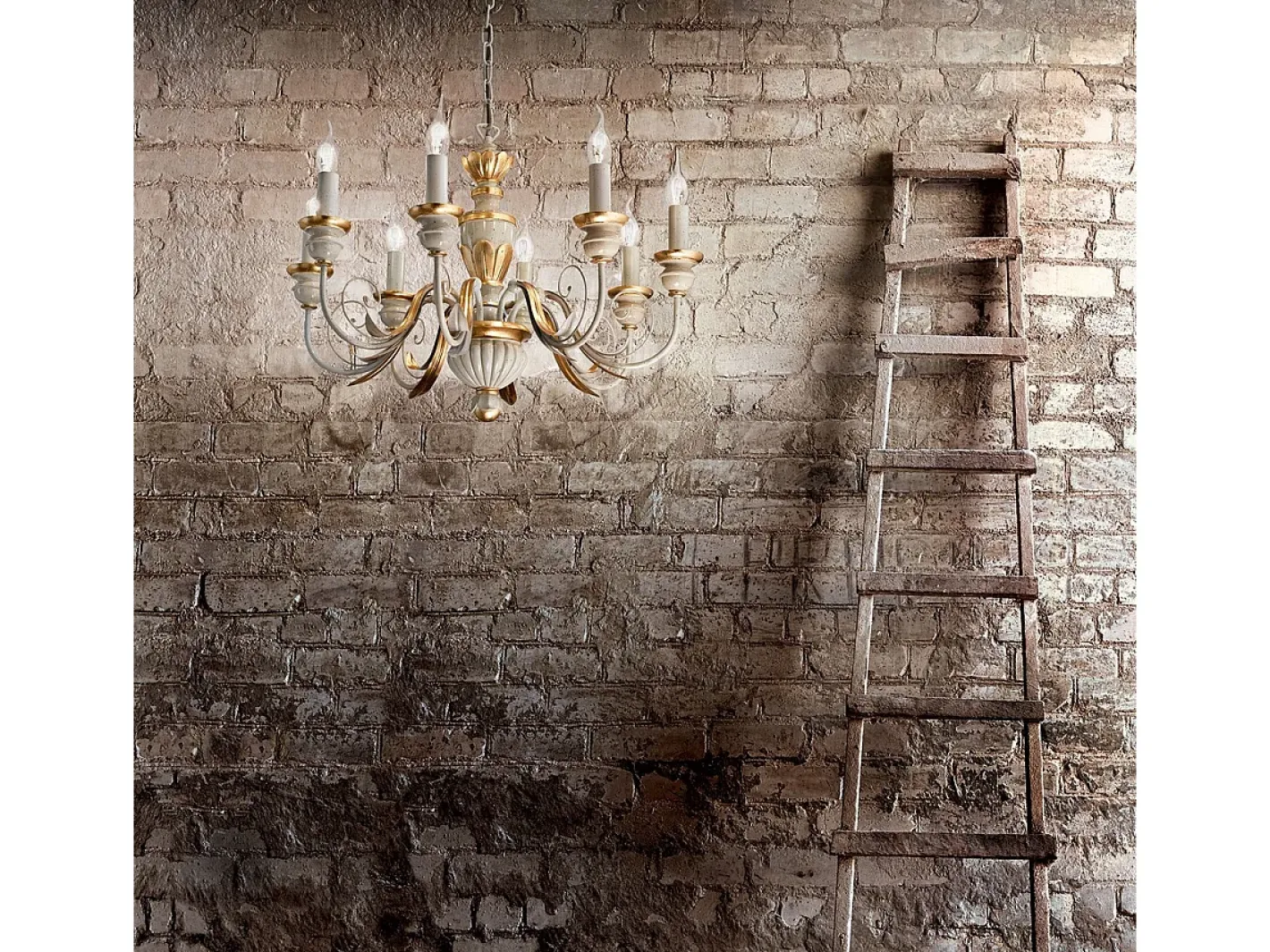 Ideal Lux Lámpara Suspendida-Firenze - Lámpara de araña de 8 luces marfil, acabado , E14 Dorado