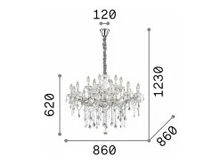 Online Ideal Lux Florian - Lámpara de araña de cristal de 18 luces, acabado en oro, E14 Dorado