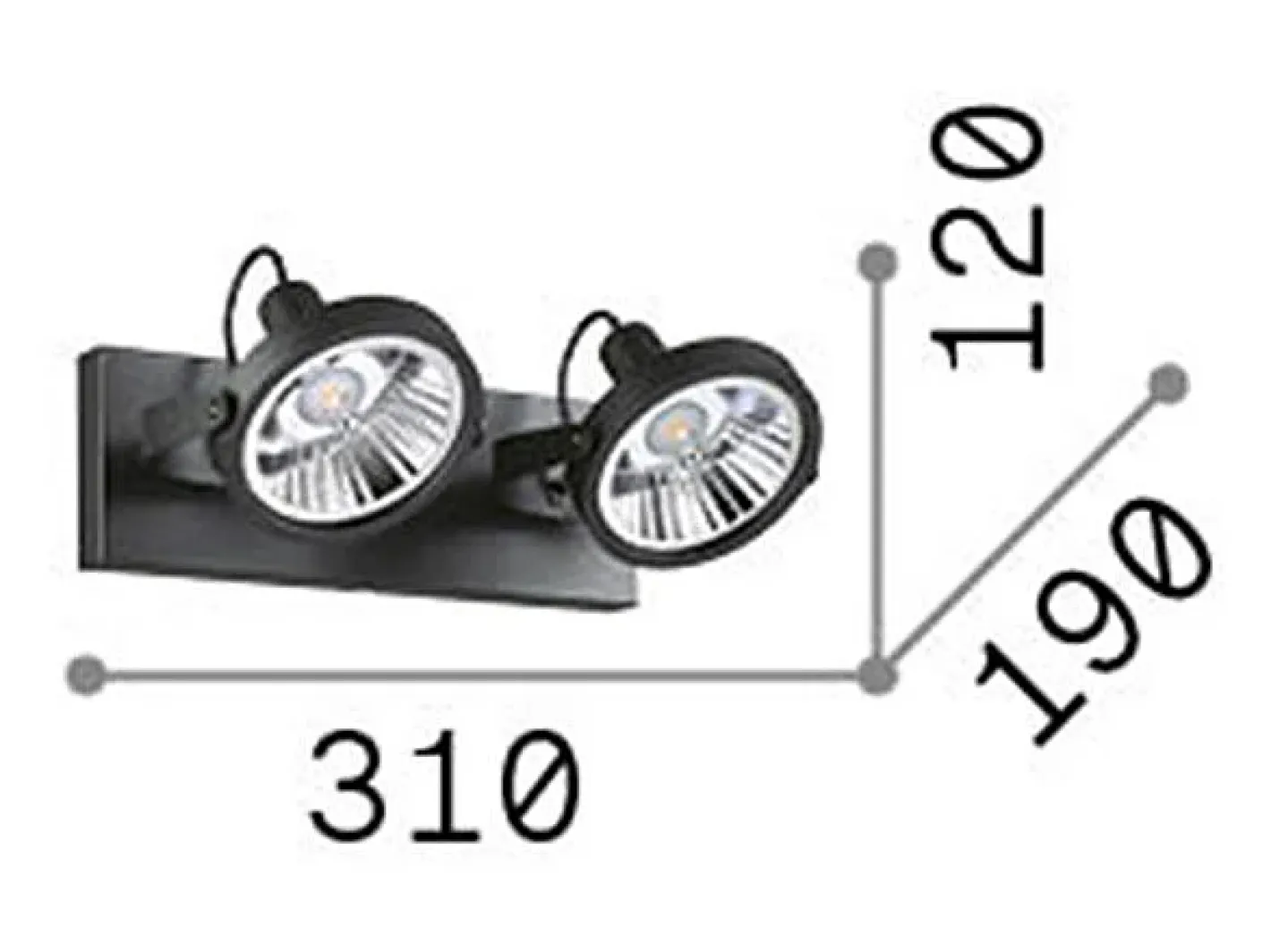 Ideal Lux Plafón-Glim - Lámpara de techo 2 luces Blanca Blanco