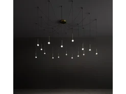 Ideal Lux LUCCIOLA Lámpara colgante de techo con racimo de 16 luces LED, latón, 3000 K, no regulable Camel New