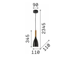 Ideal Lux Lámpara Suspendida-Manhattan - 1 lámpara colgante de techo negra, E14 Negro