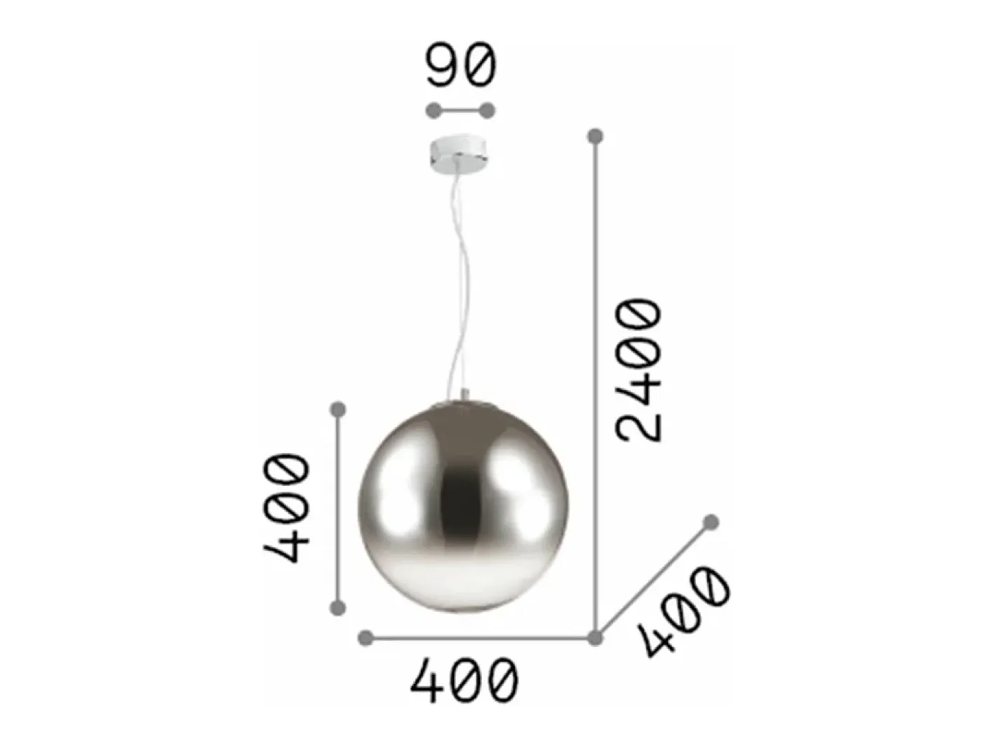New Ideal Lux Mapa - 1 lámpara colgante de techo de globo con pantalla de cromo Gris