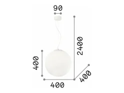Ideal Lux Mapa Bianco - Lámpara colgante de techo de globo grande con 1 luz blanca, E27 Blanco Hot