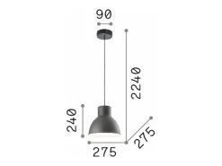 Ideal Lux Lámpara Suspendida-Metro - 1 lámpara colgante de techo tipo domo , E27 Negro
