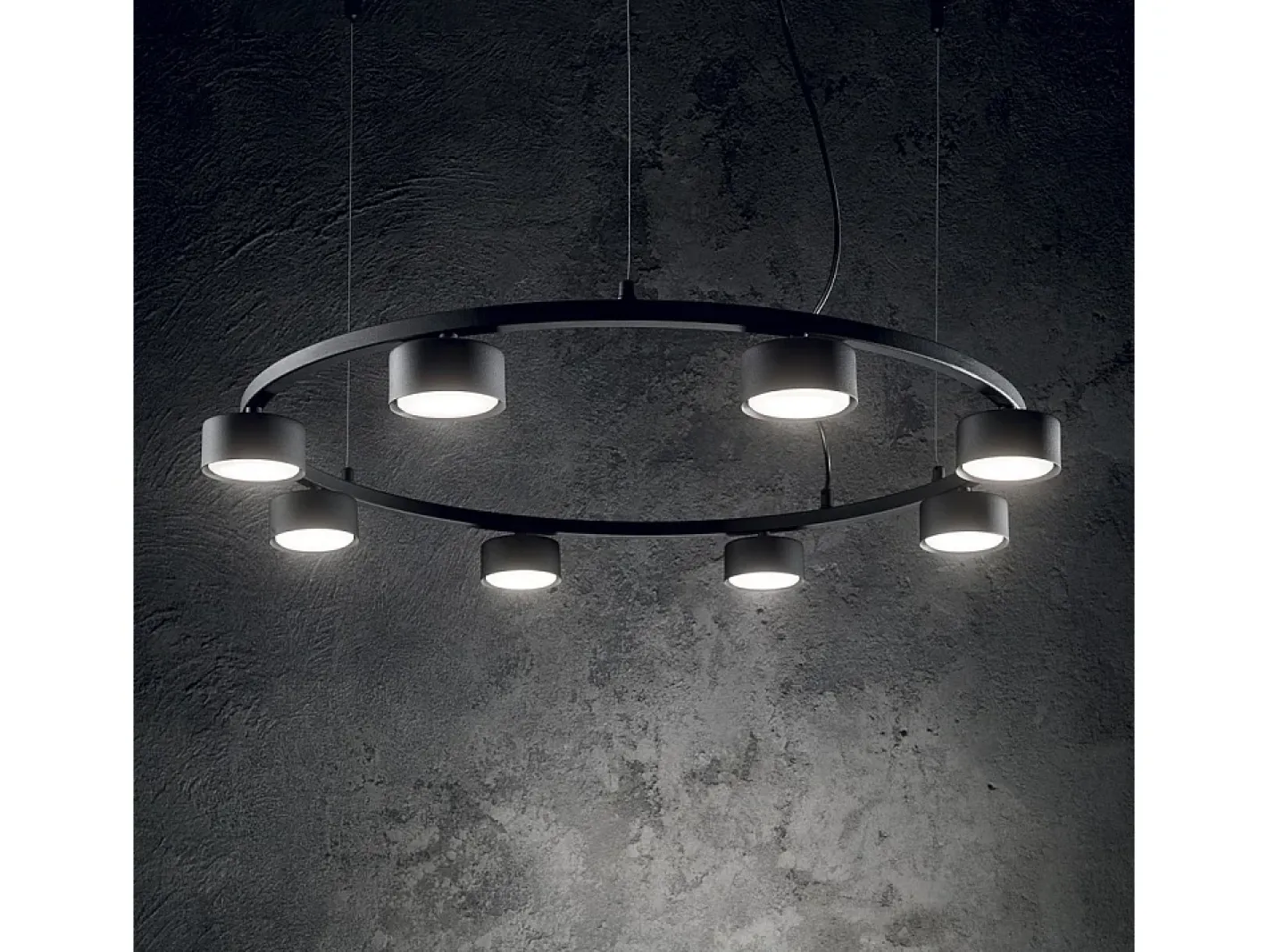 Hot Ideal Lux MINOR - Lámpara colgante de techo circular de 8 luces para interior 8 luces Negro