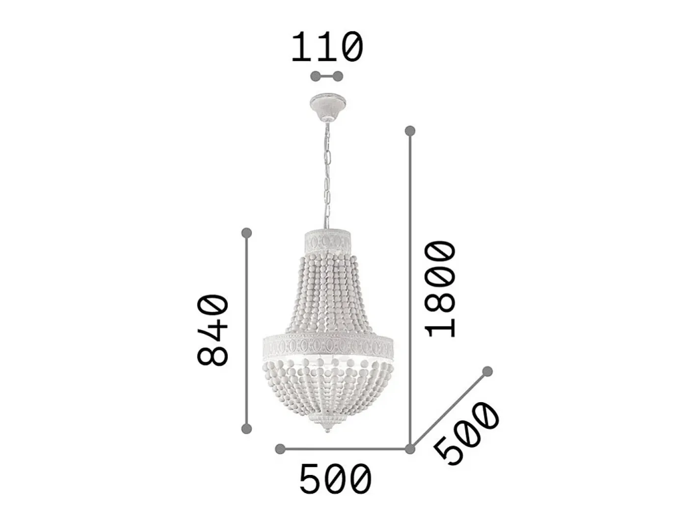 Ideal Lux Lámpara Suspendida-Monet - Lámpara colgante de 6 luces Blanco
