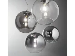 Outlet Ideal Lux NEMO - Lámpara colgante de techo tipo domo para interiores, 1 luz, cromo, E27 Gris