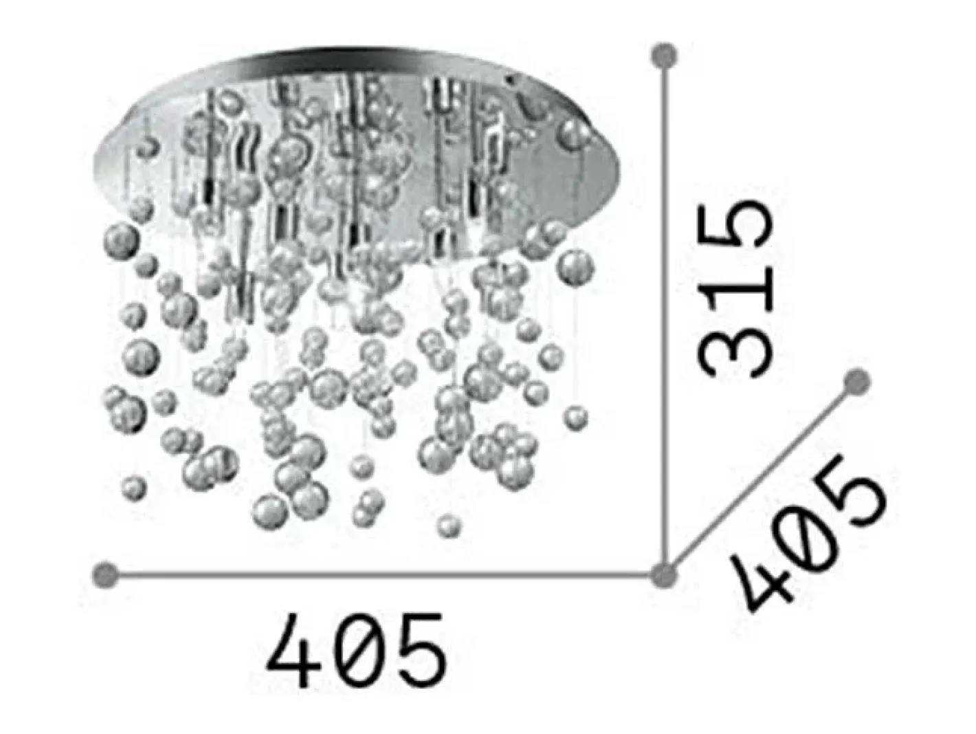Hot Ideal Lux Neve - Lámpara colgante de techo con 8 burbujas de vidrio soplado medio claro, cromo, G9 Gris