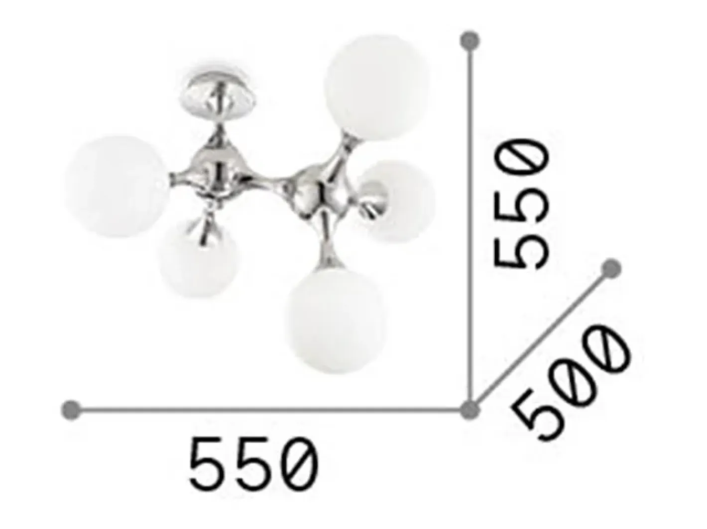 Ideal Lux Nodi Bianco - 5 Light Molecular Plafón de techo, cromo, E14 Gris Sale