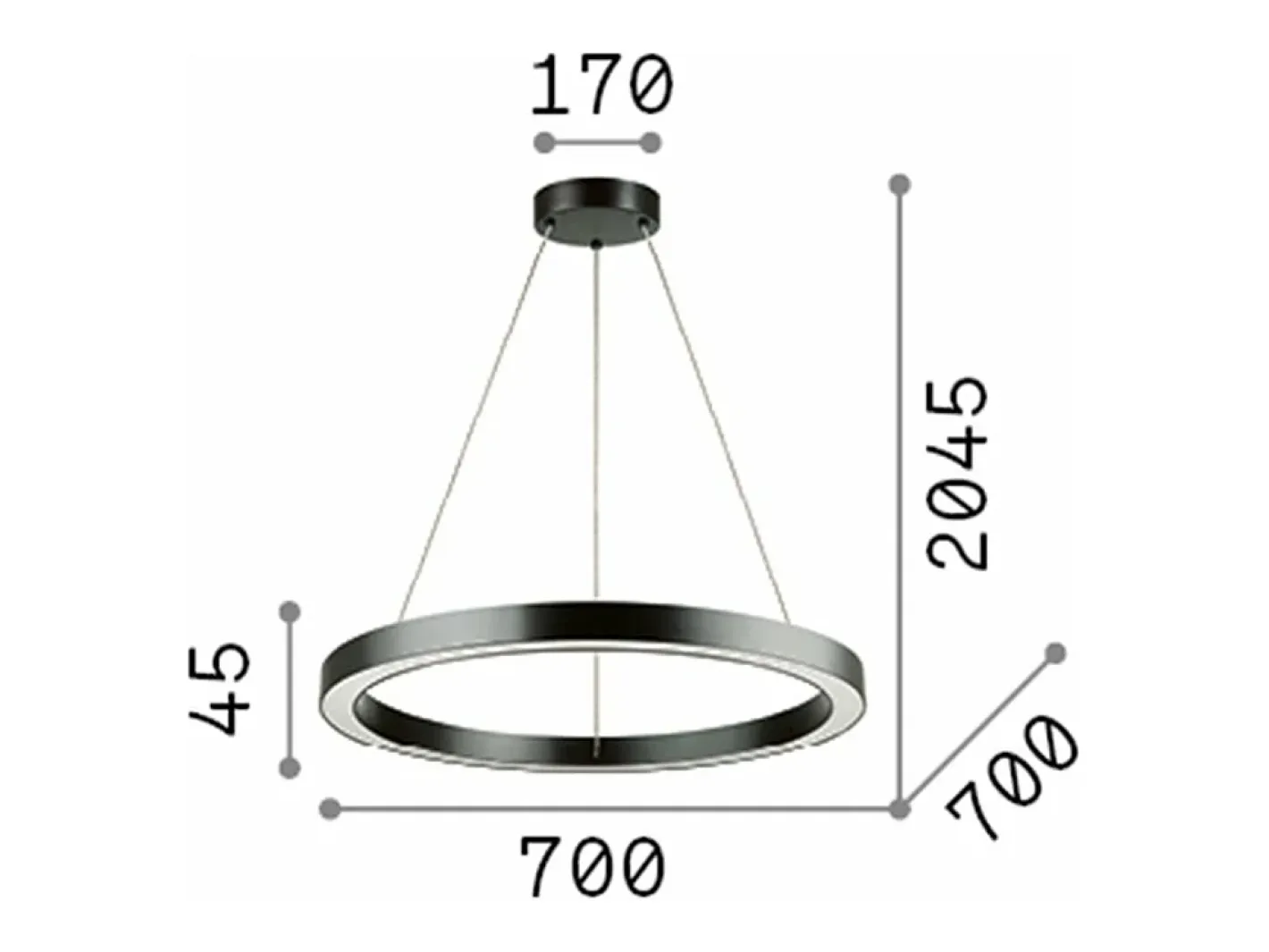 Ideal Lux Oracle - Colgante de techo grande LED integrado 3000K Negro New