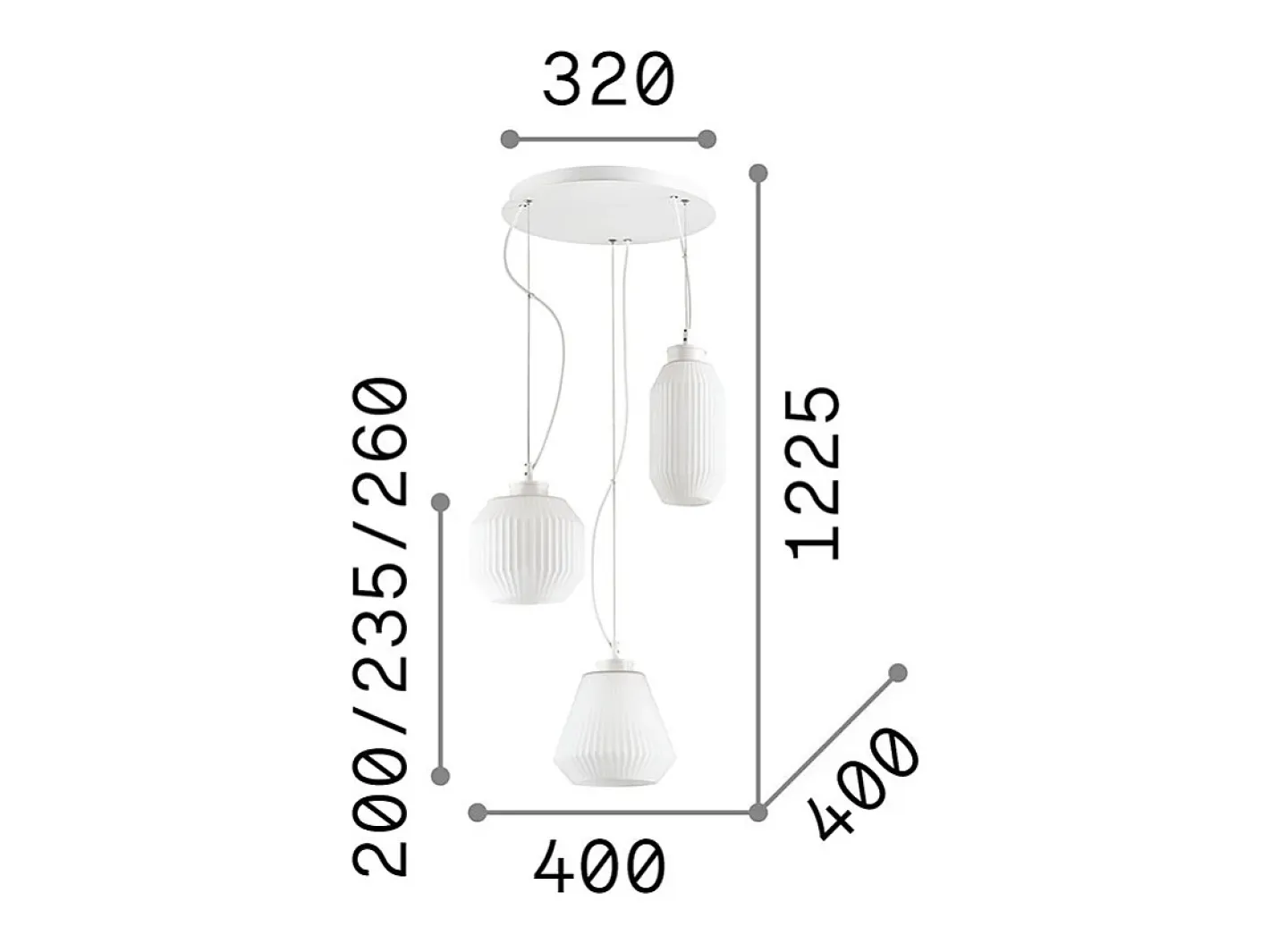 Ideal Lux Lámpara Suspendida-Origami - Lámpara colgante de techo con 3 luces blancas Blanco