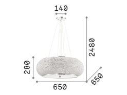 Ideal Lux Lámpara Suspendida-Pasha' - Lámpara colgante de techo de 14 luces cromada Gris