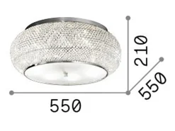 Ideal Lux Pasha' - Lámpara empotrada de techo de 10 luces Cromo, Cristal, E14 Gris Sale