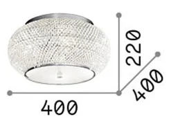 Ideal Lux Plafón-Pasha' - Plafón de techo de 6 luces Cromado, Cristal, E14 Gris