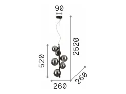 Discount Ideal Lux PERLAGE Plafón colgante globo 6 luces latón Camel