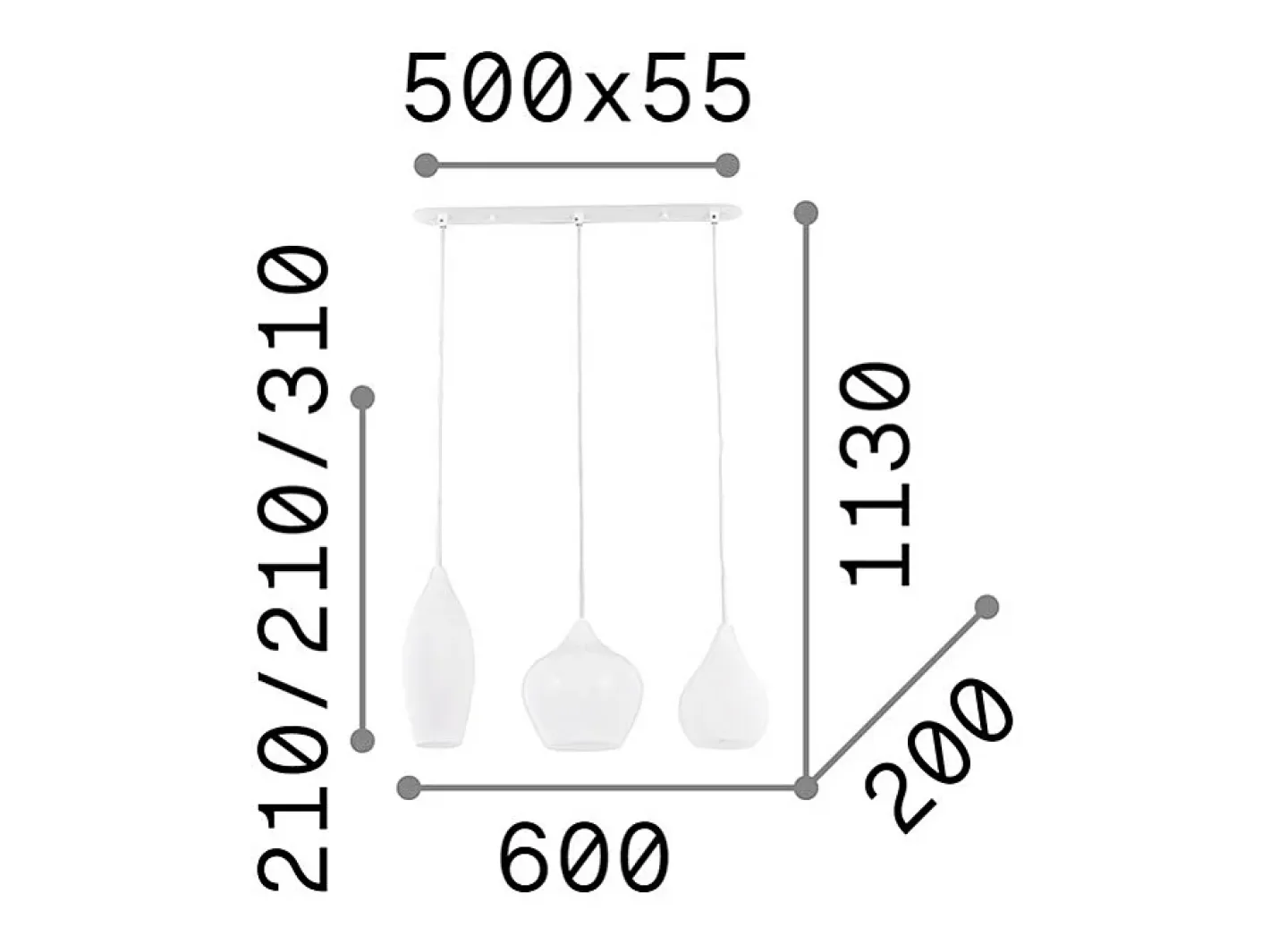 Ideal Lux Lámpara Suspendida-Soft - Lámpara colgante de techo de 3 luces claro, E14 Gris