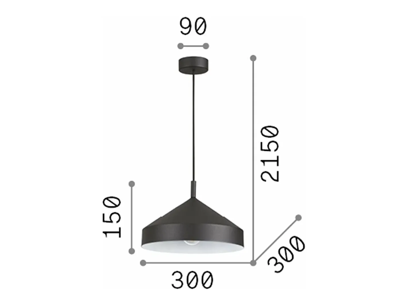 Ideal Lux YURTA Plafón Colgante Dome 30cm Blanco