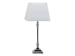 AKUNADECOR Lámpara De Mesa-Iluminacion Rinconera De Salon Shubunkin Cromo Con Pantalla Cuadrada Plateado