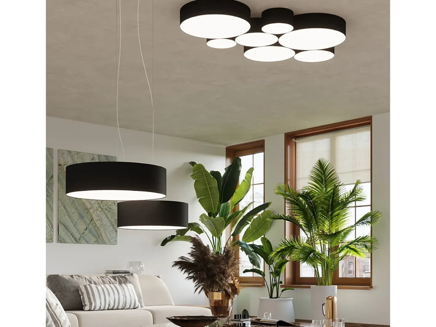 Sale Sollux Lighting Incasso cilindrico nero 55cm E27 Plafón cilíndrico 55cm E27 Negro