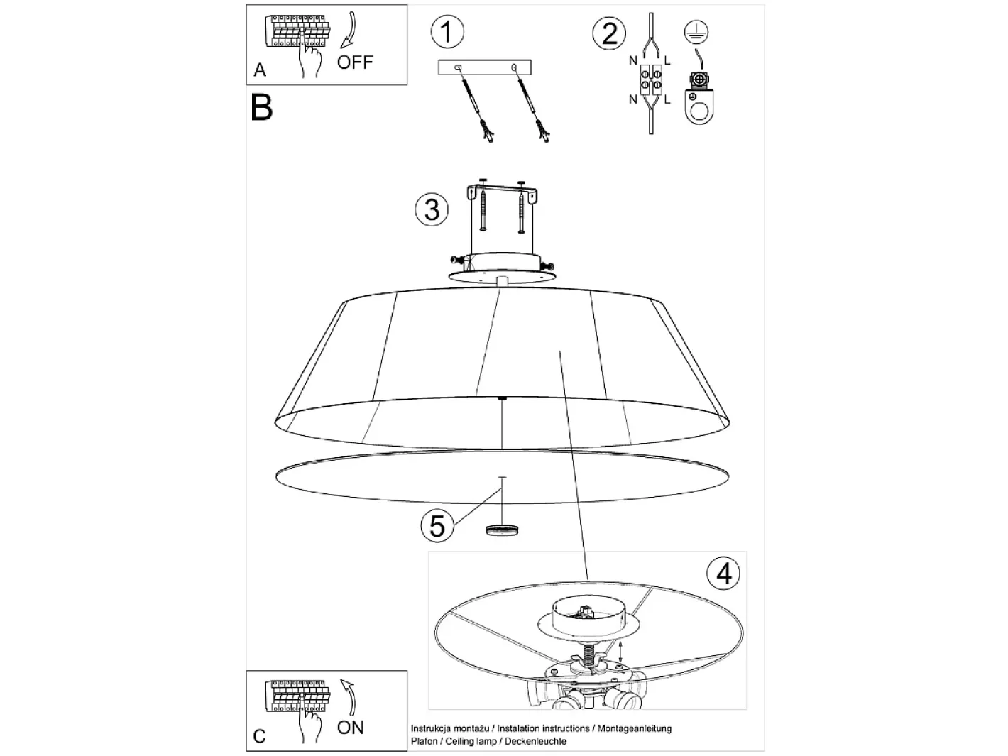 Sollux Lighting Plafón-Incasso Cilindrico Nero 60cm E27 Plafón cilíndrico 60cm E27 Negro