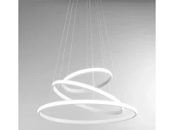 Clearance Iole S3 Lámpara de araña LED regulable 60W - Suspensión moderna con 3 aros en aluminio , luz cálida 3000K, 3000lm, diseño elegante Blanco
