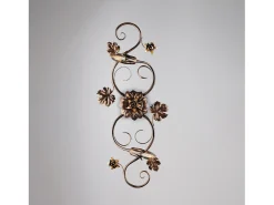 Outlet Iris - Lámpara de techo en hierro lacado en color marrón con decoración. Lámpara de techo dorada antigua de 2 luces - Ø74 x 37 - BL169-PL2-BR Marru00f3n chocolate