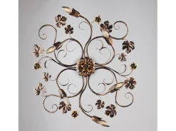 Best Iris - Lámpara de techo en hierro lacado en color marrón con decoración. Lámpara de techo dorada antigua de 6 luces - Ø79 x 67 - BL169-PL6-BR Marru00f3n chocolate