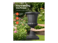 Jardiner Urna de Plástico SucceBuy, 40 x 67 cm, Maceta Clásica, Lote de 2, para Interior, Exterior, Boda, Fiestas, Eventos, Escenario, Entradas, Negro Best